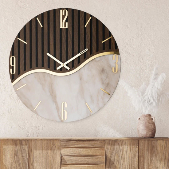 Orologio grande 80cm da parete legno resina oro design