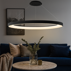Lampadrio moderno anello nero led 66w 2700k a 5000k dimmerabile