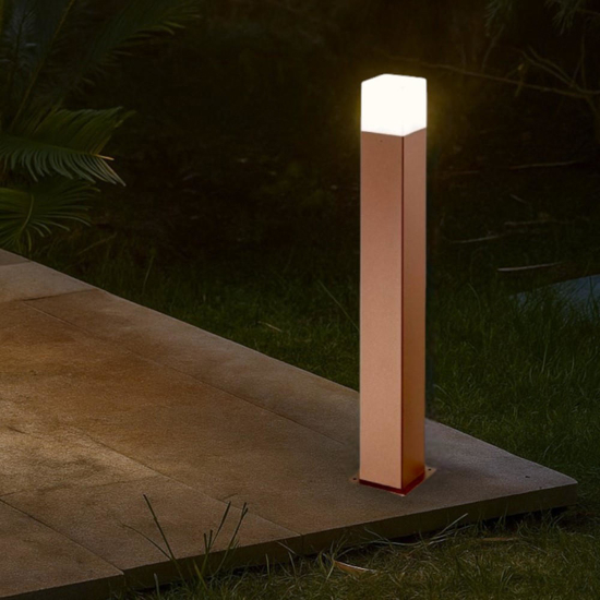 Lampione da esterno giardino quadrato marrone moderno gea luce