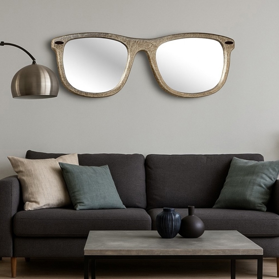 Grande specchio per soggiorno design occhiali argento 150x50