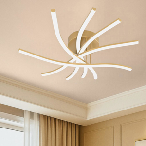 Plafoniera led 45w 3000k-4000k oro per soggiorno moderno toplight tornado