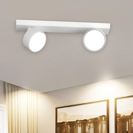 Plafonoera bianca con due luci led orientabili toplight