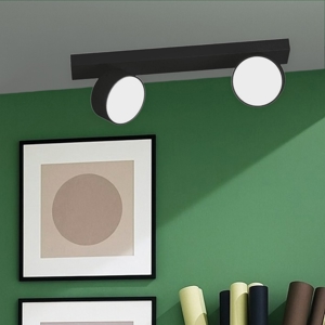 Toplight plafoniera moderna nera con due faretti led orientabili
