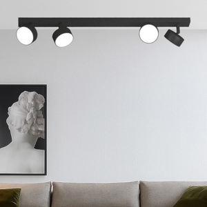 Plafoniera per cucina moderna 4 faretti orientabili neri toplight