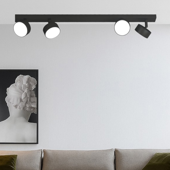 Plafoniera per cucina moderna 4 faretti orientabili neri toplight