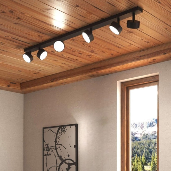 Plafoniera moderna toplight nera 6 luci orientabili per cucina