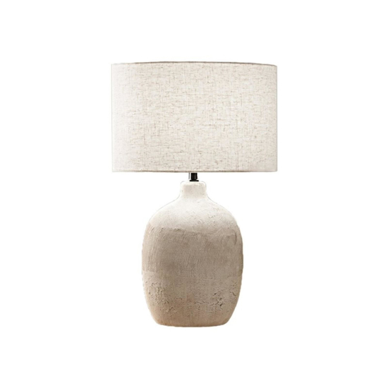 Perenz tribale lampada da tavolo ceramica bianca paralume beige