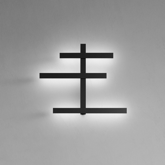 Gea luce rake applique da parete led 34w 3000k nero minimal
