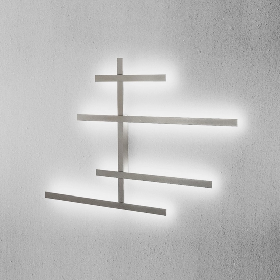 Gea luce rake applique da parete led 70w 3000k grigio