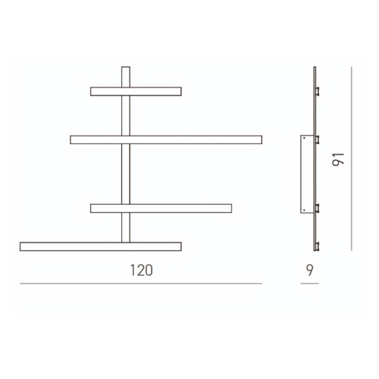 Gea luce rake applique da parete led 70w 3000k grigio