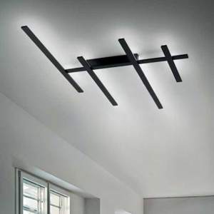 Gea luce rake plafoniera moderna led 70w 3000k nera per salotto