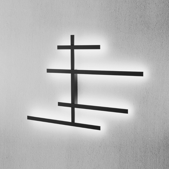 Gea luce rake plafoniera moderna led 70w 3000k nera per salotto