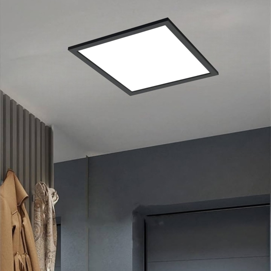 Plafoniera nera 45x45 led 21w 2700k a 6500k dimmerabile app salobrena eglo