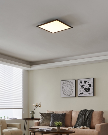 Plafoniera nera 45x45 led 21w 2700k a 6500k dimmerabile app salobrena eglo