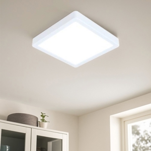 Eglo fueva plafoniera moderna da bagno bianca quadrata led dimmerabile
