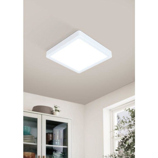 Eglo fueva plafoniera moderna da bagno bianca quadrata led dimmerabile