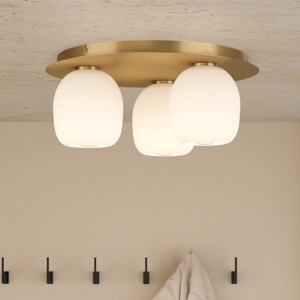 Plafoniera moderna rotonda ottone 3 luci bianche eglo manzanares