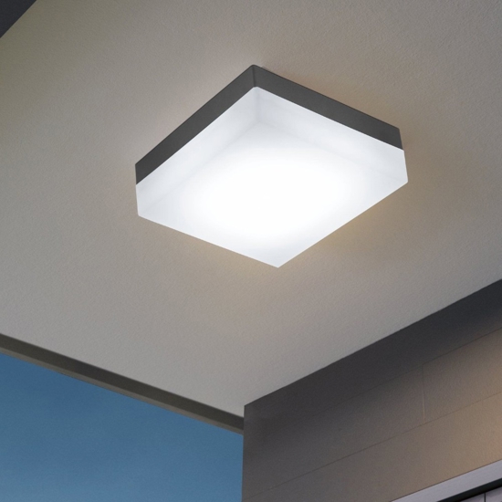 Eglo sonella plafoniera da bagno antracite led 8w 3000k quadrata ip44