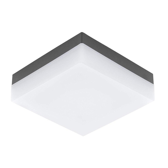 Eglo sonella plafoniera da bagno antracite led 8w 3000k quadrata ip44