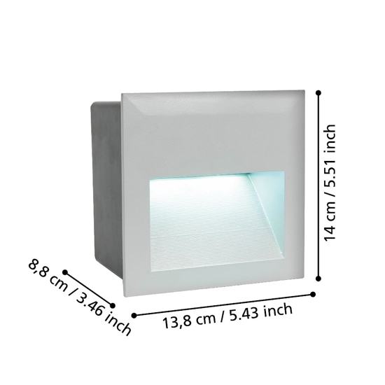 Segnapasso da incasso per esterno grigio led 3,5w 4000k eglo zimba