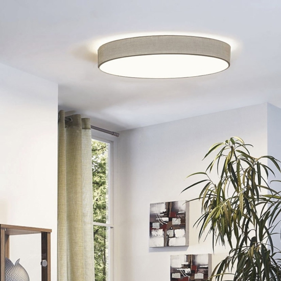 Eglo pasteri plafoniera moderna tonda tessuto tortora 57cm