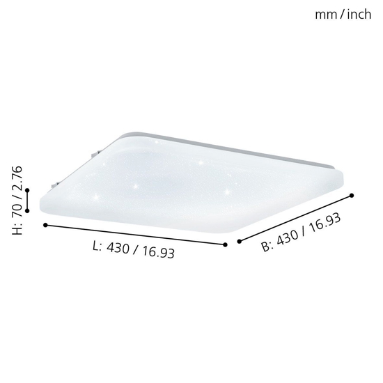 Plafoniera bianca led frania eglo 33w 3000k effetto cristalli