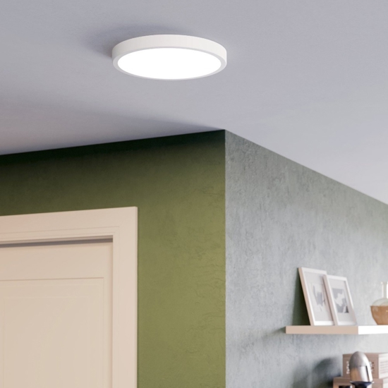Plafoniera da bagno bianca tonda led dimmerabile tramite app ip44 fueva eglo