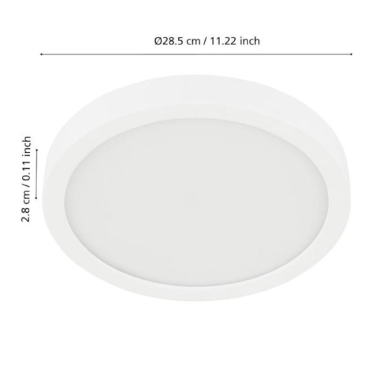 Plafoniera da bagno bianca tonda led dimmerabile tramite app ip44 fueva eglo