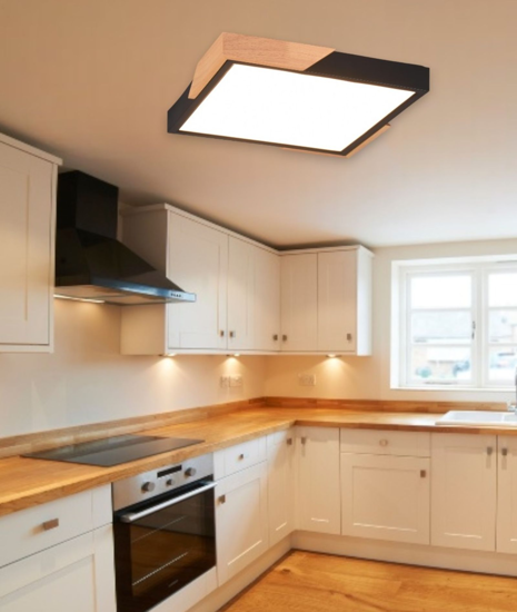 Plafoniera per cucina moderna nero legno led 20w 3000k dimmerabile
