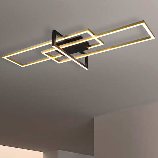 Plafoniera oro led 34w 3000k dimmerabile moderna design per soggiorno
