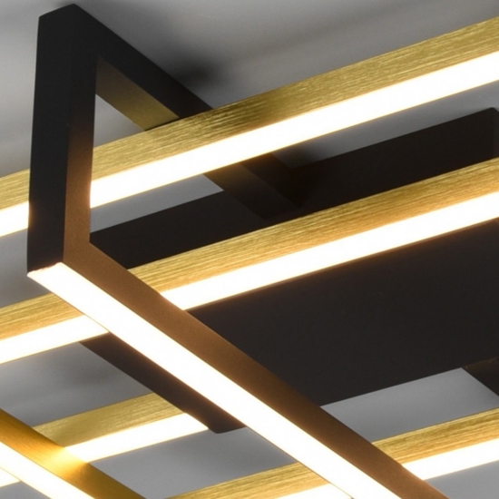Plafoniera oro led 34w 3000k dimmerabile moderna design per soggiorno