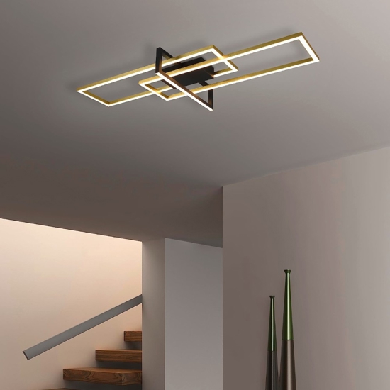 Plafoniera oro led 34w 3000k dimmerabile moderna design per soggiorno