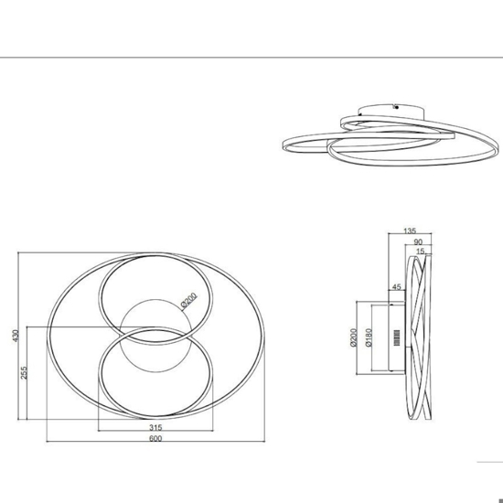 Plafoniera per camera da letto moderna led 3000k dimmerabile bianca