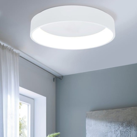Eglo marghera plafoniera led 34w 3000k dimmerabile rotonda bianca moderna