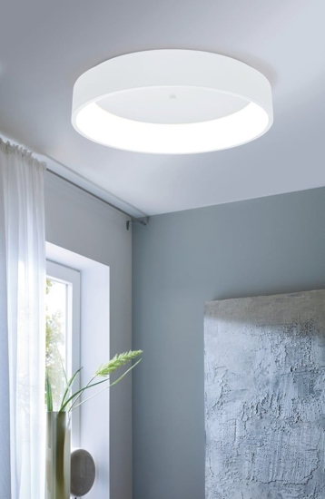 Eglo marghera plafoniera led 34w 3000k dimmerabile rotonda bianca moderna