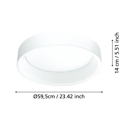 Eglo marghera plafoniera led 34w 3000k dimmerabile rotonda bianca moderna