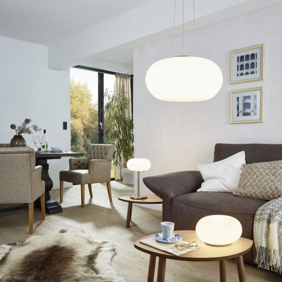 Optica eglo lampadario moderno sfera vetro bianco bombato