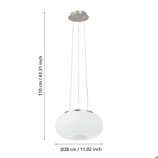 Optica eglo lampadario moderno sfera vetro bianco bombato