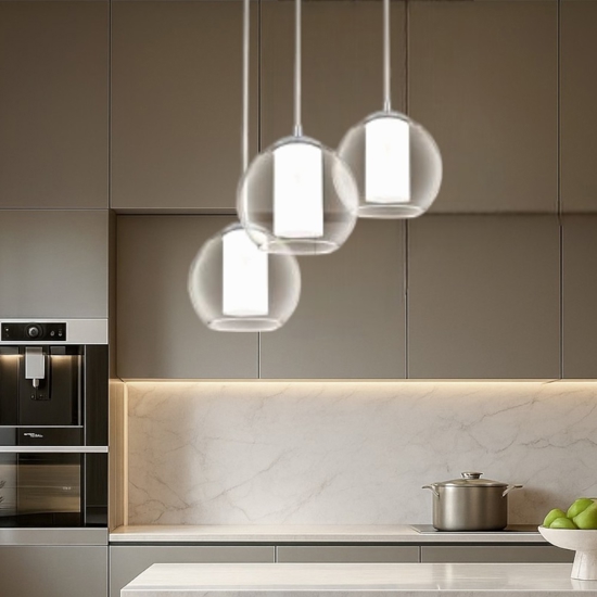 Lampadario per camera da letto sfere vetro a cascata bolsano eglo