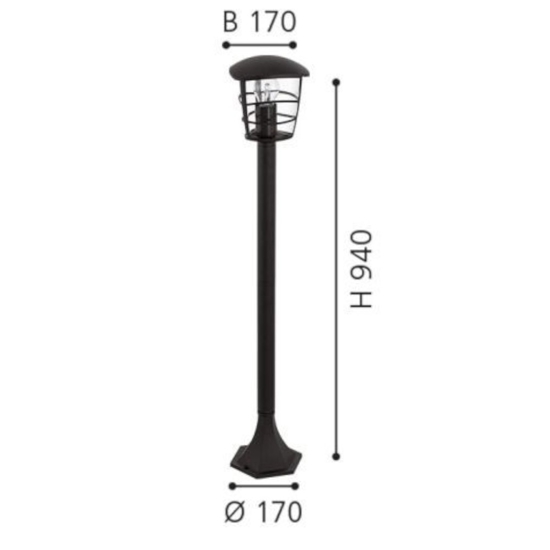 Eglo aloria lampione da giardino nero ip44 per esterni