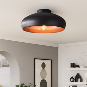 Plafoniera cupola nero marrone per cucina mogano eglo