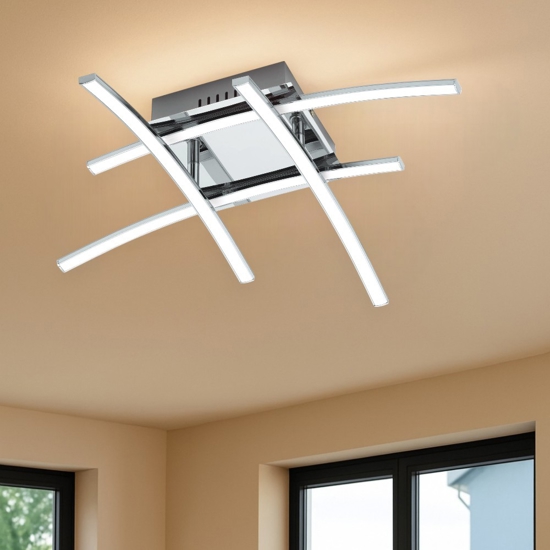 Eglo nevado plafoniera cromata led 3000k 20w design moderna