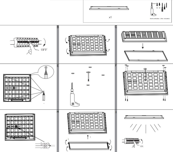 Eglo turcona plafoniera led 45x45 20w 4000k quadrata bianca