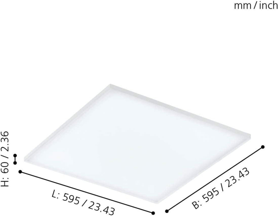 Eglo turcona plafoniera led 60x60 33w 4000k quadrata bianca per cucina