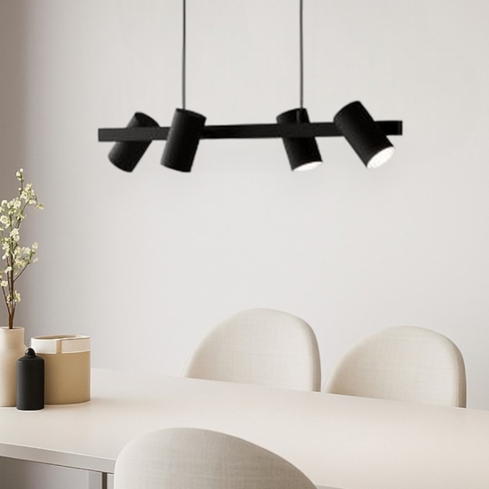 Eglo gatuela lampadario per cucina con faretti orientabili nero