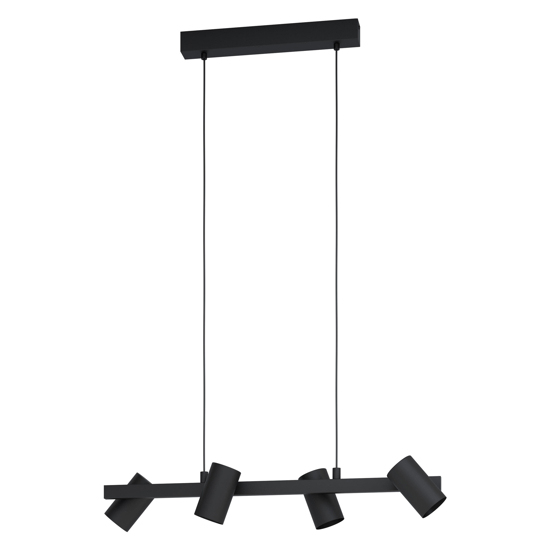 Eglo gatuela lampadario per cucina con faretti orientabili nero