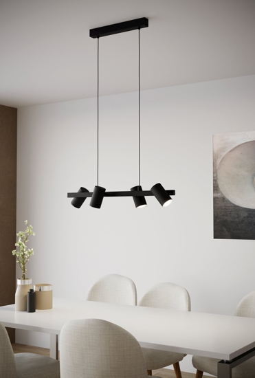 Eglo gatuela lampadario per cucina con faretti orientabili nero