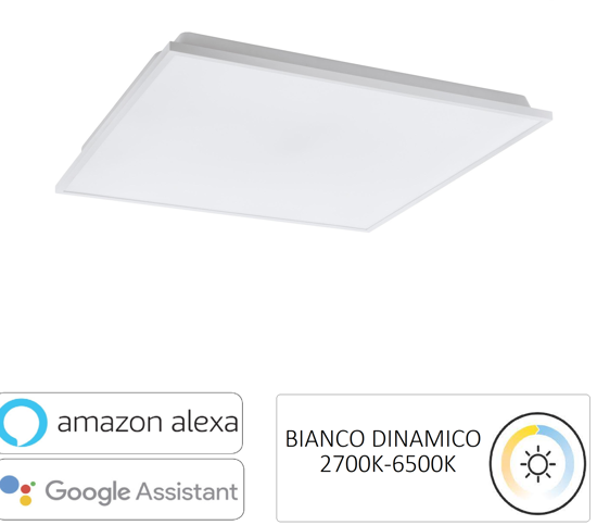 Plafoniera quadrata bianca led dimmerabile 32w app herrora eglo