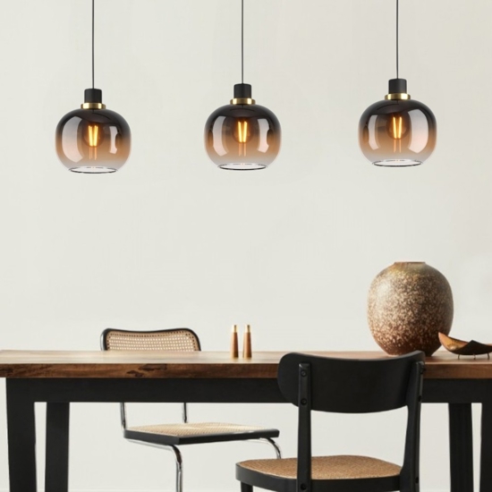 Eglo lampadario moderno vetri marrone per soggiorno oilella