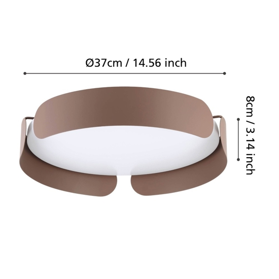 Eglo valcasotto plafoniera tortora rotonda led 24w 3000k design moderna